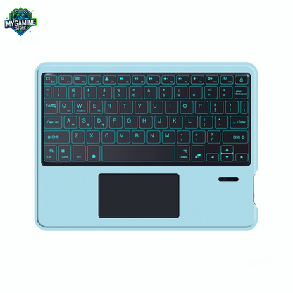 Clavier Bluetooth rétroéclairé RGB bleu clair avec pavé tactile intégré