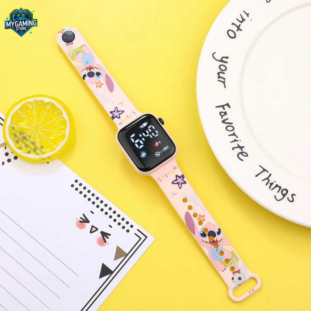 Montre enfant Stitch rose – Version colorée avec affichage LED et bracelet confortable, parfaite pour les jeunes fans de Stitch.